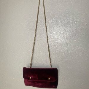 G by Guess Velvet Crossbody Bag with Gold Chain